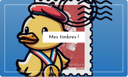 Le Pouss devant un timbre oblitéré